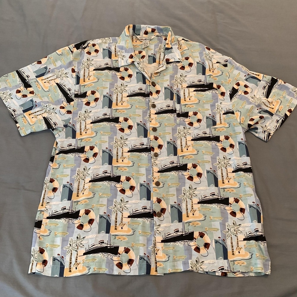 Weekend Traffic Shirt Mens XL Cruise Hawaiian Tropical Short Sleeve Button Front